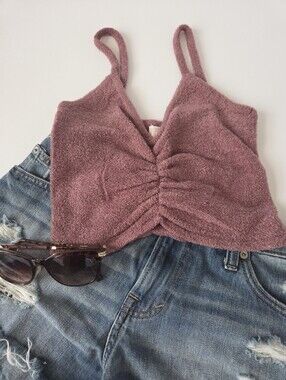 Lottie Moss Crop Sweater Tank Mauve Purple